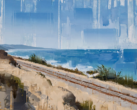 Above The Tracks At 7th Street. 8 x 10", oil on panel