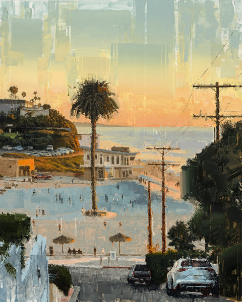 Moonlight Beach from 5th Street. 24 x 30", oil on panel